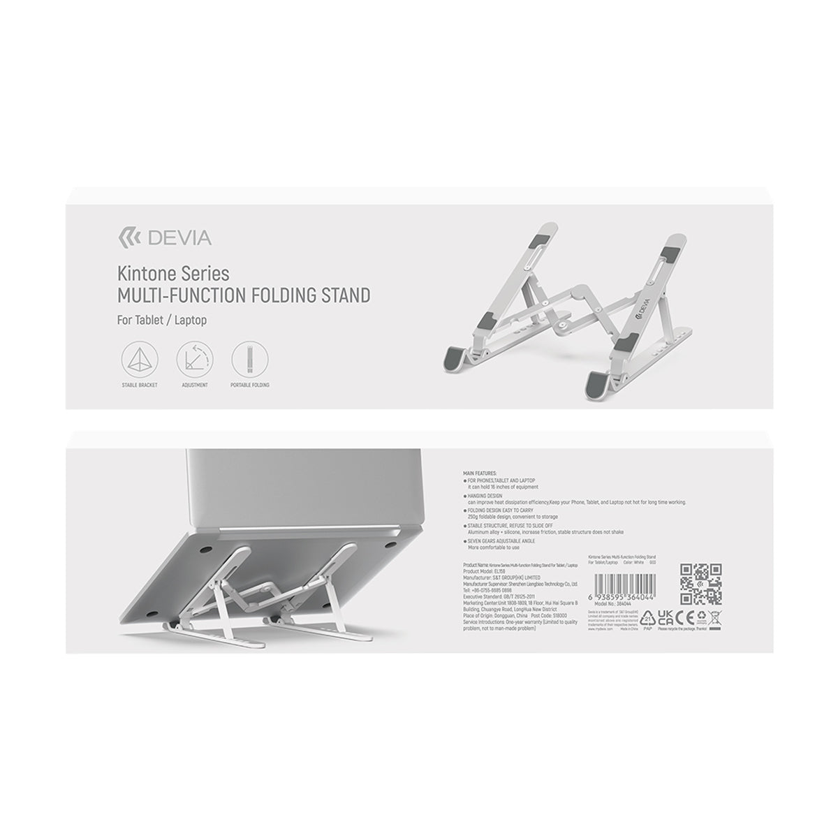 Soporte Devia Plegable multifunción para tableta y portátil 16"