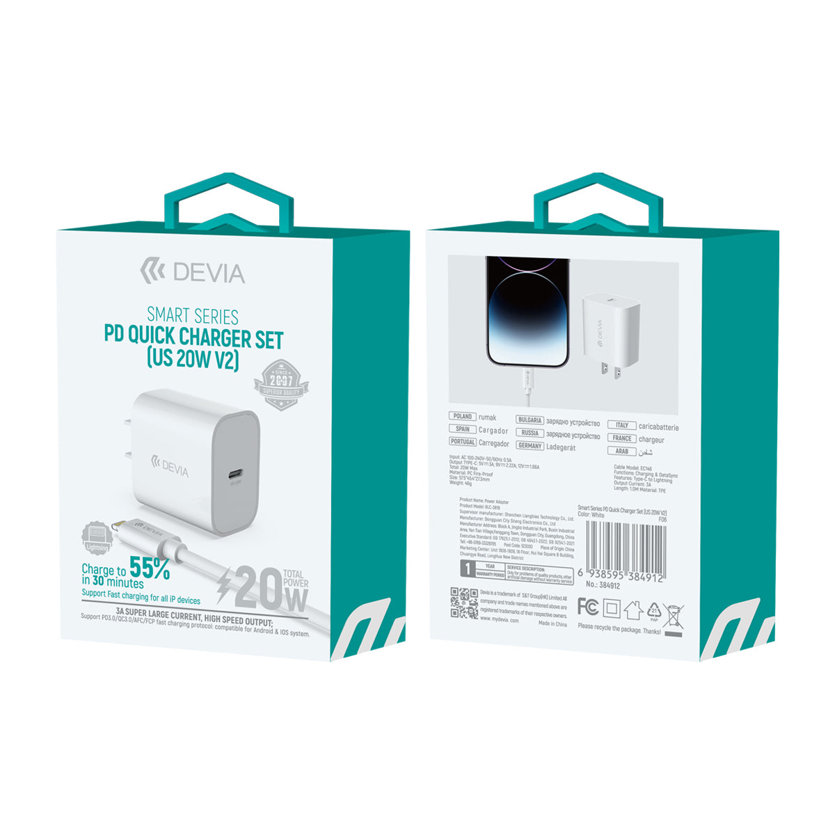 Cargador Devia DEVIA CARGADOR DE PARED 20W TC-LIGT