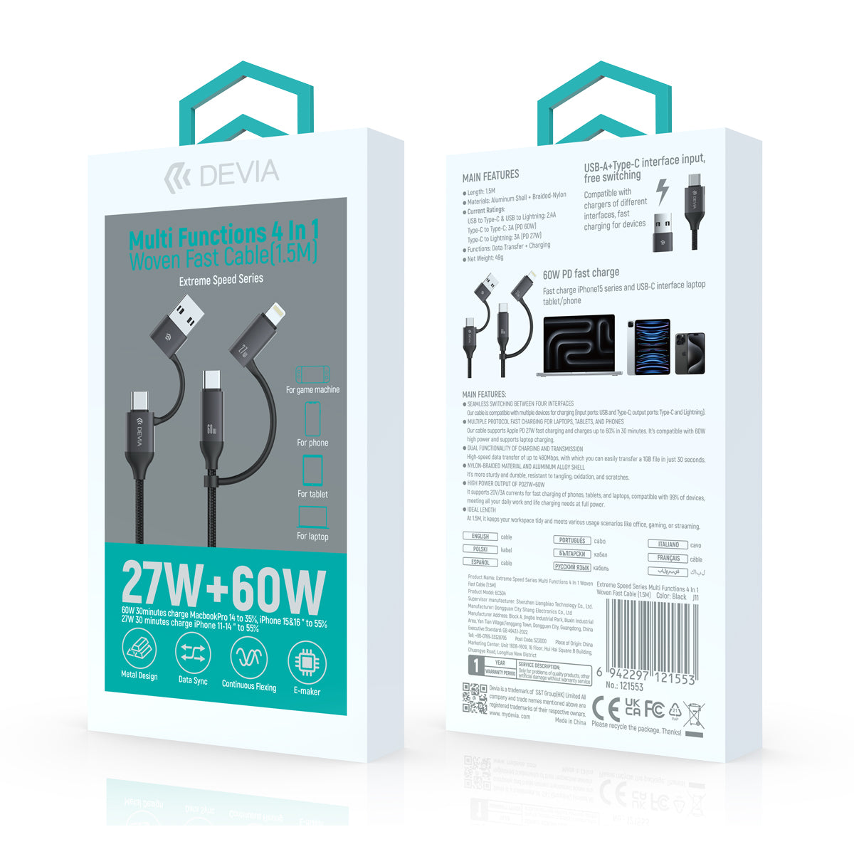 Cable Devia Multifuncional 4 en 1 PD