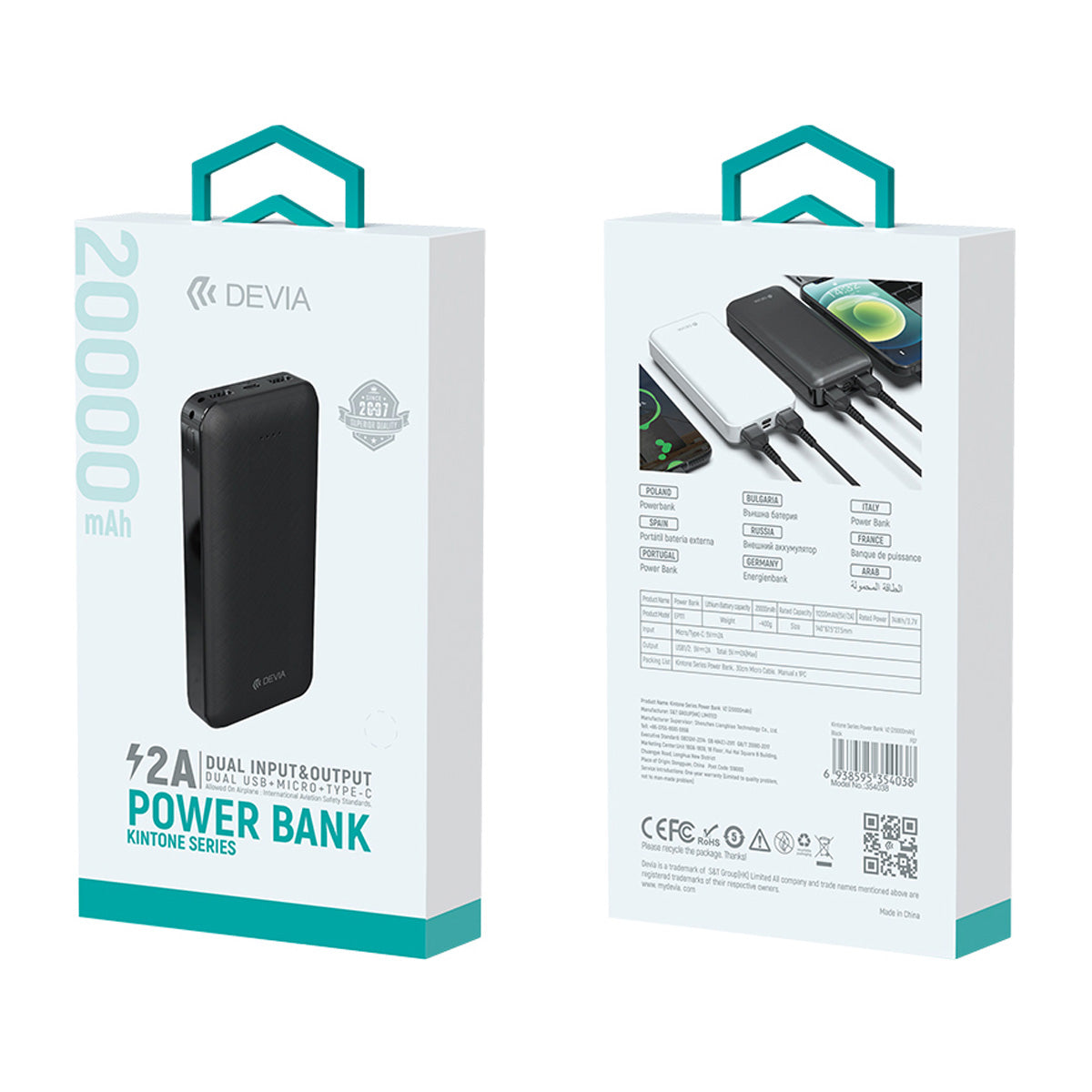 Bateria Devia Portatil 20,000 mAh