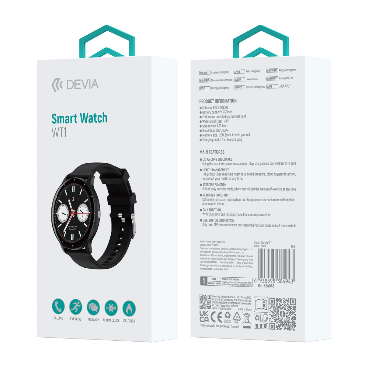 Smartwatch Devia WT1