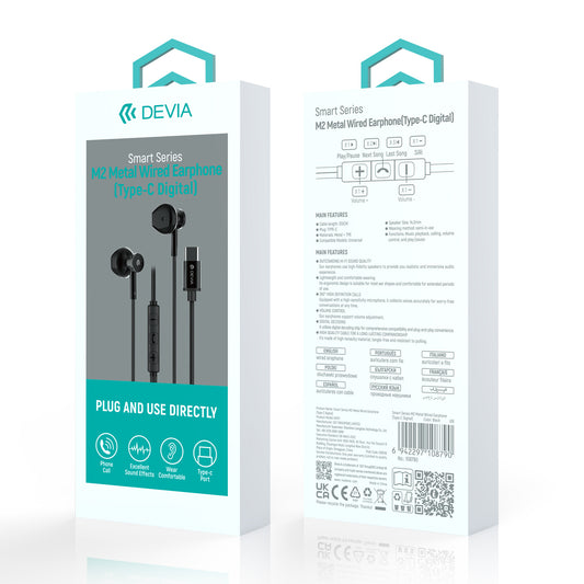 Audífonos Devia Metálicos Alámbricos Smart Series M2