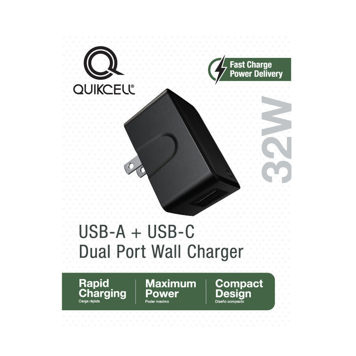 Cargador Quikcell Dual Pared 32W USB